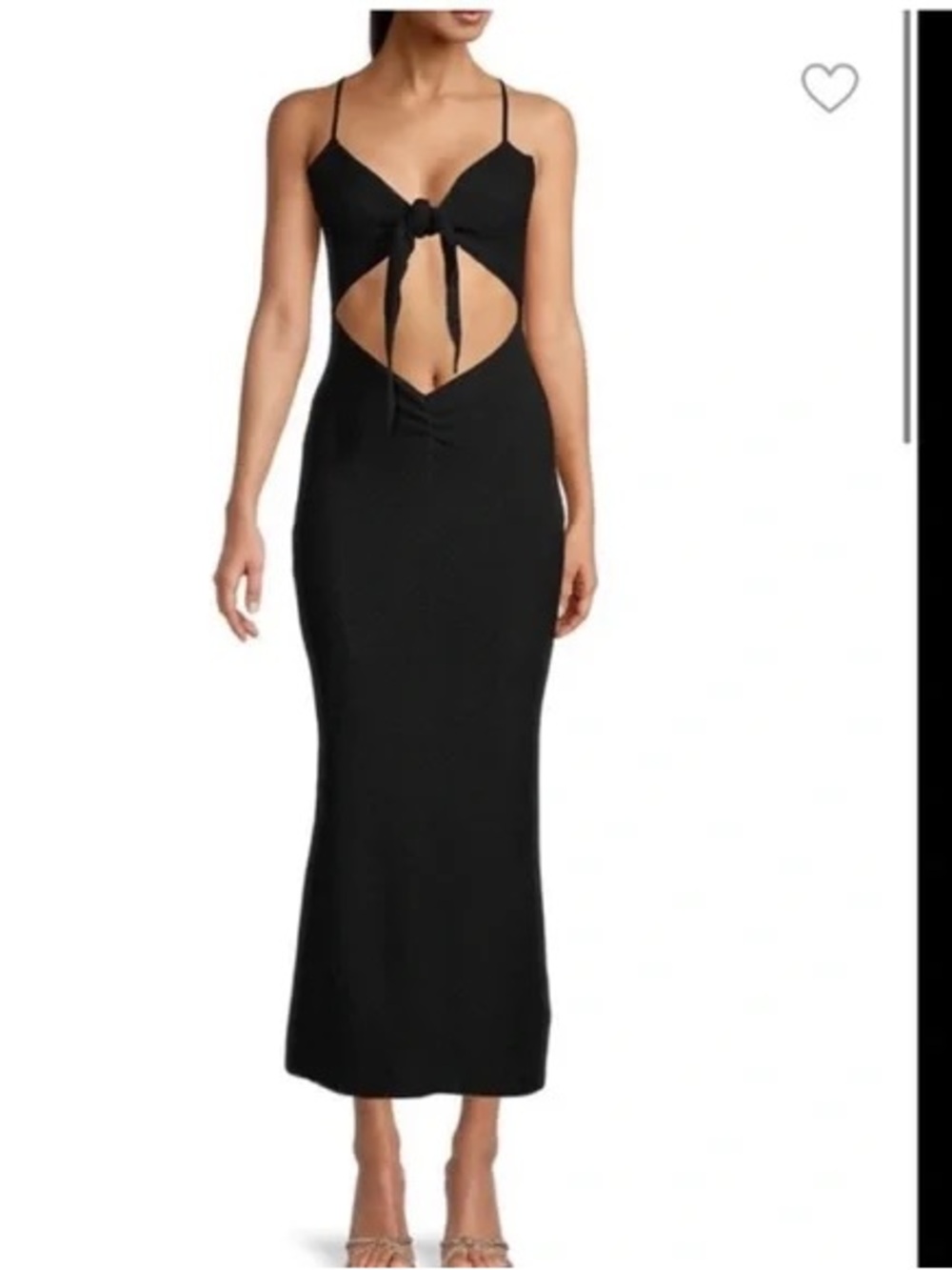 DANIELLE BERNSTEIN Black Spaghetti-Strap Tie-Front Maxi Dress